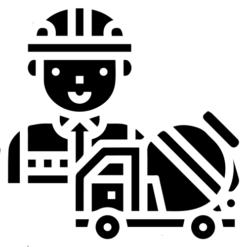 Construction worker and Concrete Pumping truck icon