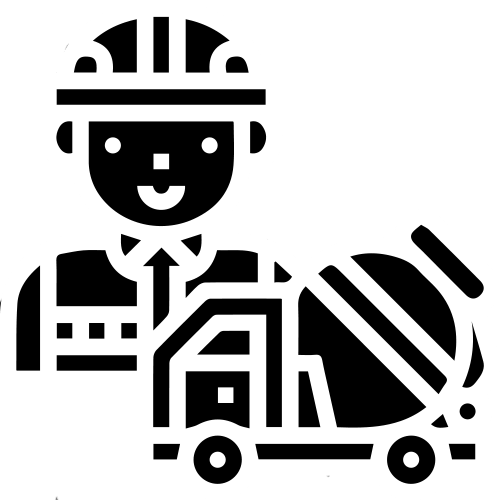 Construction worker and Concrete Pumping truck icon